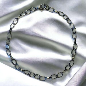 Black Steel Oval Link Charm Bracelet Base - D.i.y. - Build Your Charm Bracelet! - - LadybugfeetDesigns -