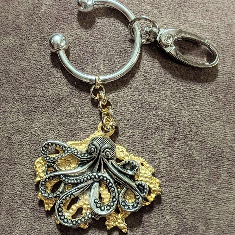 Octopus Key Chain, Purse Clip - - LadybugfeetDesigns -
