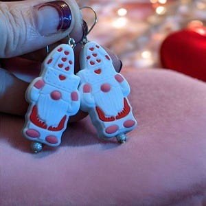 Gnome Valentine's Day Earrings - - LadybugfeetDesigns -