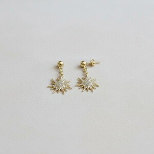 Fiery Sun Charm Drop Stud Earrings-Gold - - LadybugfeetDesigns -