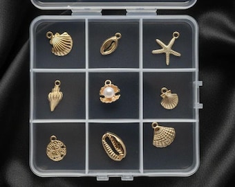 Beach Shells Charm Box - 9 pc., Gold