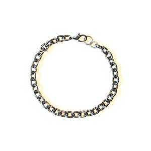 Black Stainless Steel Oval Link Charm Bracelet Base - D.i.y. - Build Your Charm Bracelet! - - LadybugfeetDesigns -