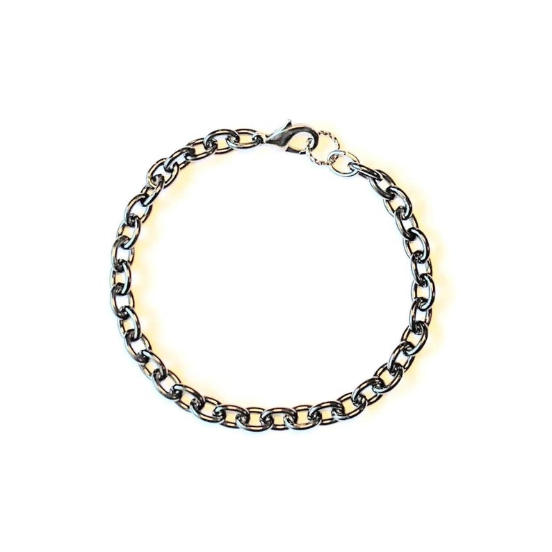 Black Stainless Steel Oval Link Charm Bracelet Base - D.i.y. - Build Your Charm Bracelet! - - LadybugfeetDesigns -