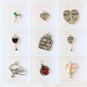 Girl's Night Out Charm Box - 9 pc., Silver - - LadybugfeetDesigns -