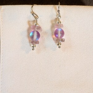 Amethyst/Purple Mermaid Glass Beaded Hook Earrings - - LadybugfeetDesigns -