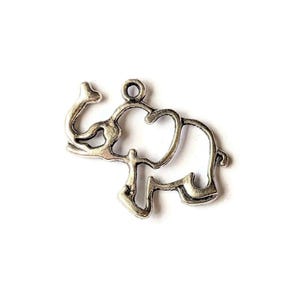 Large Silver Elephant Cut-Out Charm Pendant - - LadybugfeetDesigns -