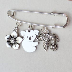 Koala Safety Pin Brooch, Purse Charm - - LadybugfeetDesigns -