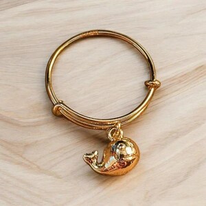 Baby Whale Expandable Charm Ring - Gold - - LadybugfeetDesigns -