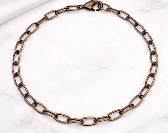 Antique Copper Steel Oval Link Charm Bracelet Base - D.i.y. - Build Your Charm Bracelet!