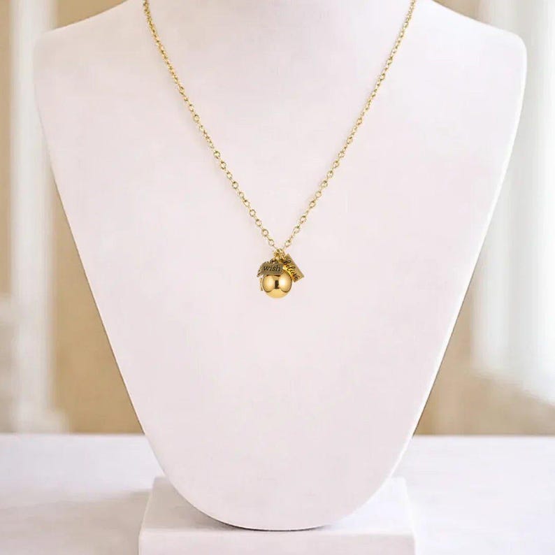 Prayer/Wish Locket Necklace, Gold - 18 inch - - LadybugfeetDesigns -