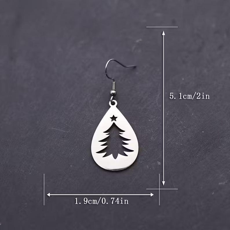 Christmas Tree Drop earrings - Silver - - LadybugfeetDesigns -