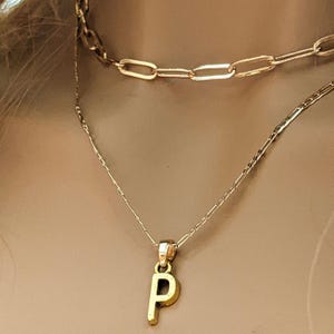 Paperclip Initial Layered Necklace Set. Gold - - LadybugfeetDesigns -