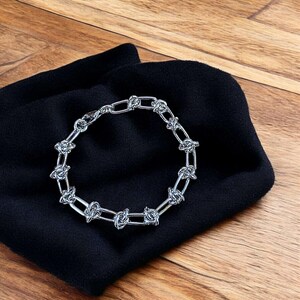 Silver Paperclip Barbed Wire Bracelet, Unisex - - LadybugfeetDesigns -