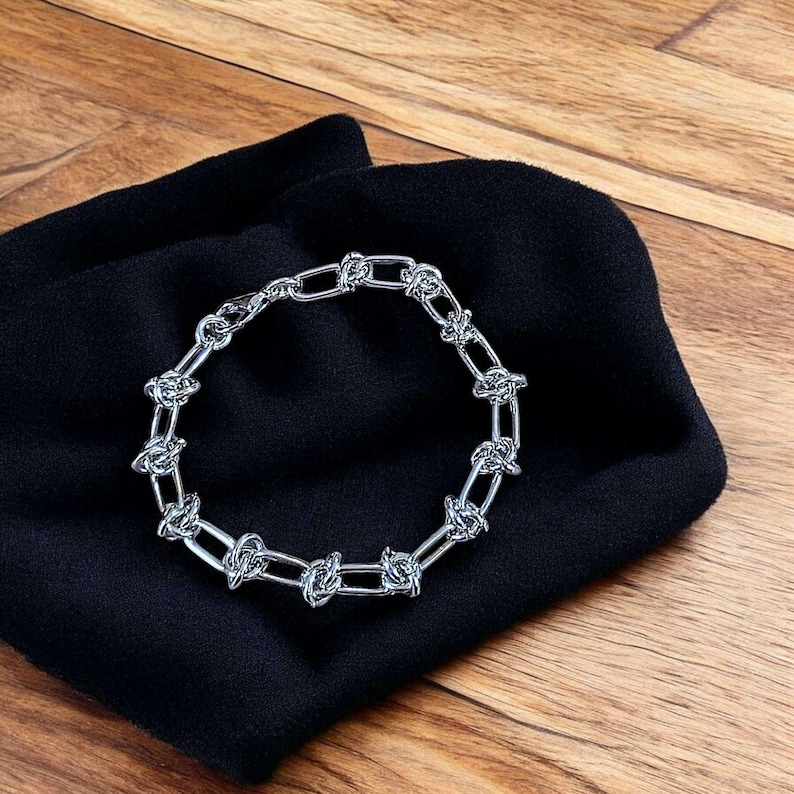 Silver Paperclip Barbed Wire Bracelet, Unisex - - LadybugfeetDesigns -