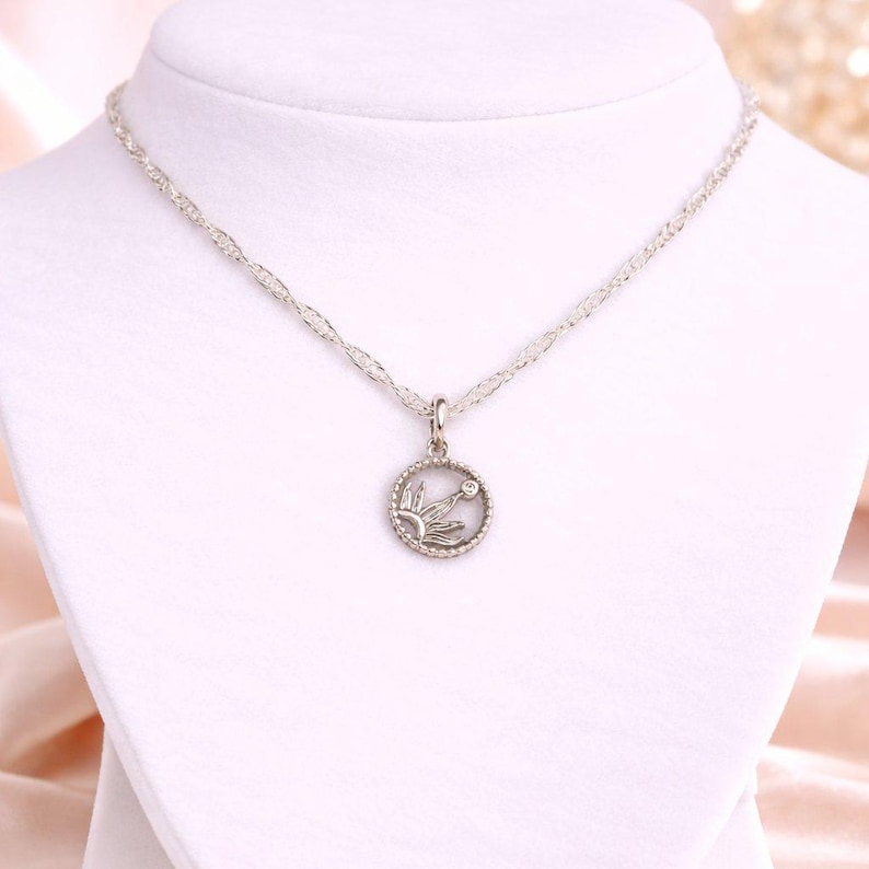 Sun Rays Pendant necklace, Silver - 20 inch - - LadybugfeetDesigns -