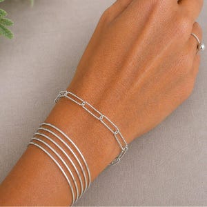 Diamond Cut Silver Paperclip Chain Bracelet - - LadybugfeetDesigns -