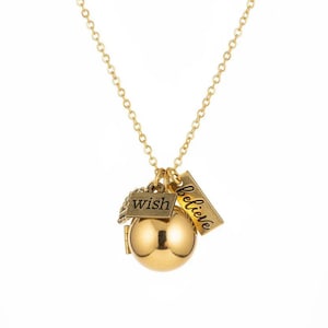 Prayer/Wish Locket Necklace, Gold - 18 inch - - LadybugfeetDesigns -