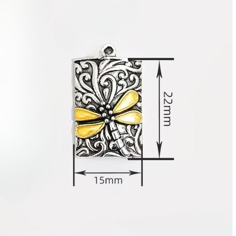 Dragonfly Fancy Tag Necklace, 20 inches - Silver - - LadybugfeetDesigns -
