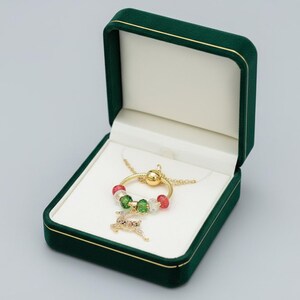 Gold Reindeer Charm Keeper Necklace, Approx. 26 inches - - LadybugfeetDesigns -