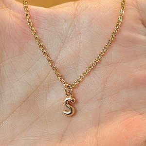 Mini Bubble Initial Necklace - Gold- 20 inch - - LadybugfeetDesigns -