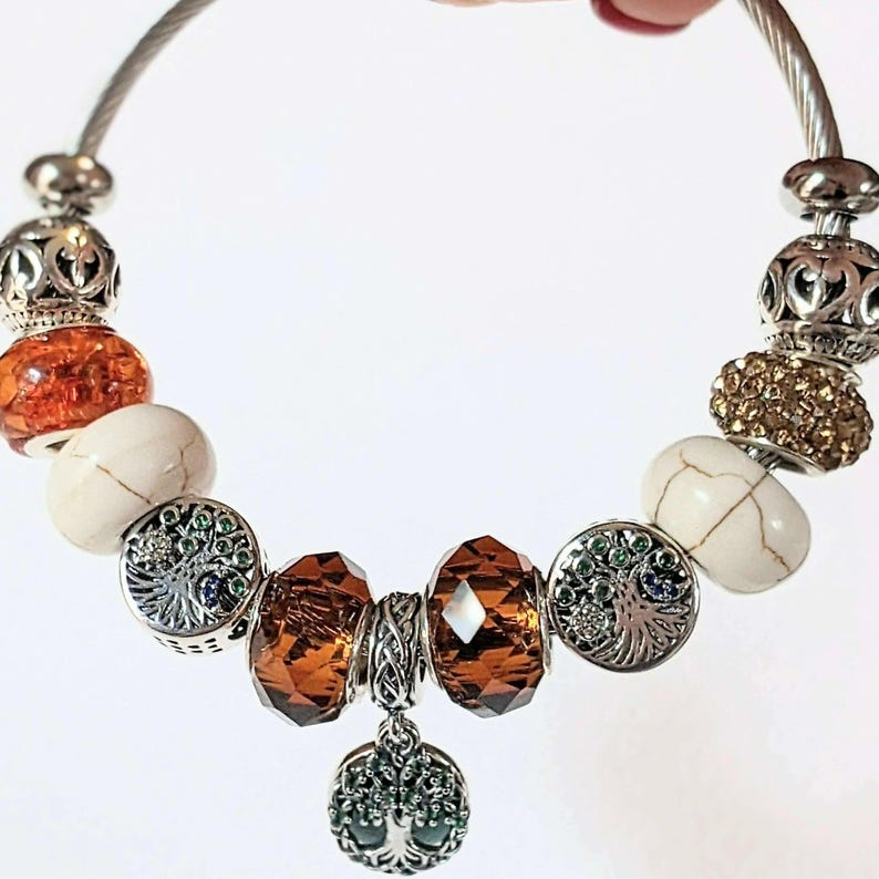 Tree of Life Euro Cuff Wrap Bracelet, Silver - - LadybugfeetDesigns -