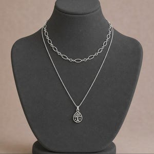 Tree of Life Necklace Set, Silver - - LadybugfeetDesigns -