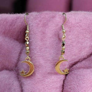 Crescent Moon Crystal Earrings - - LadybugfeetDesigns -
