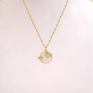 Pearl Shell Heart Sun necklace, Gold- 20 inch - - LadybugfeetDesigns -