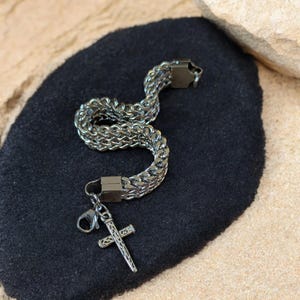 Men's Stainless Steel Cross bracelet II - - LadybugfeetDesigns -