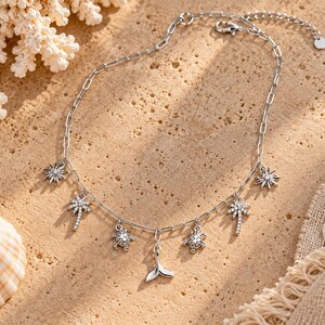Tropic Vacation Multi Charm Link Necklace, .925 Sterling Silver - 20 inch