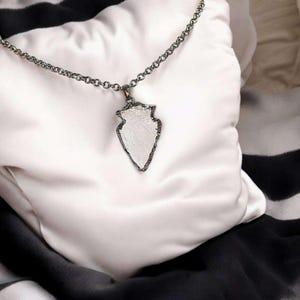 White Quartz Crystal Arrowhead necklace, 18- 24 inch - - LadybugfeetDesigns -