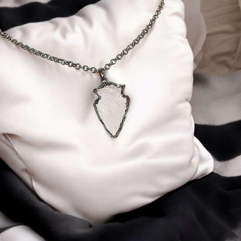 White Quartz Crystal Arrowhead necklace, 18- 24 inch - - LadybugfeetDesigns -