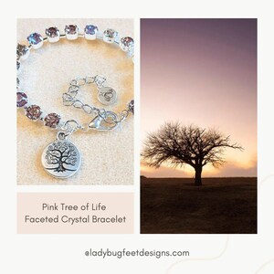 Pink Tree of Life Faceted Crystal Bracelet - - LadybugfeetDesigns -