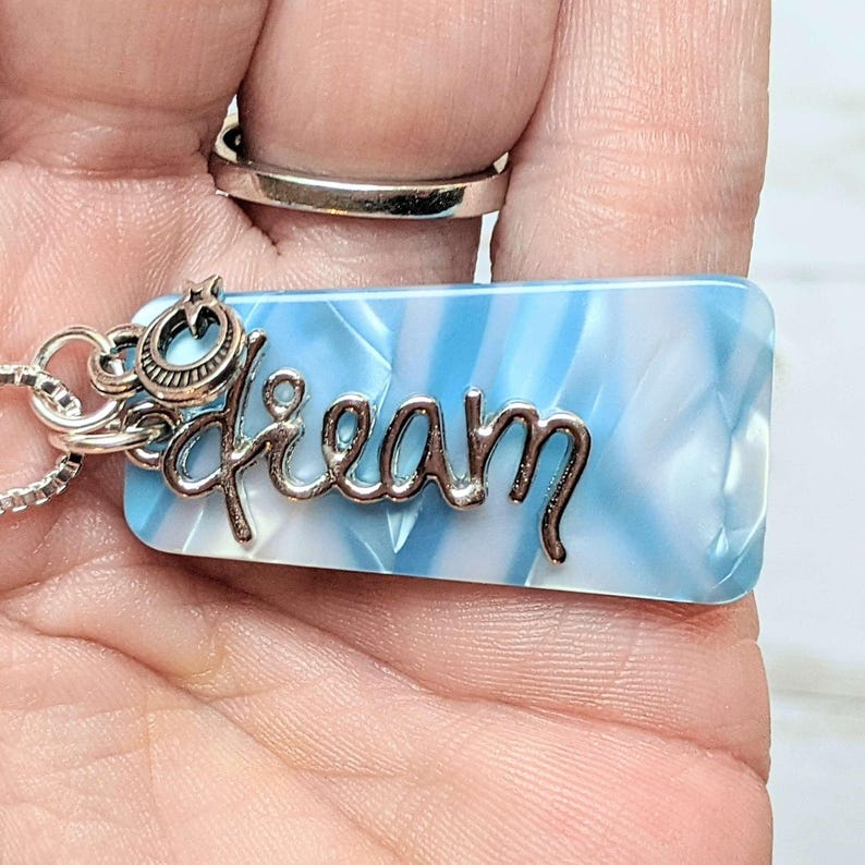 Dream Tag necklace, Sterling Silver - 30 inch - - LadybugfeetDesigns -