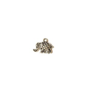 Tiny Silver Ornamental Elephant Charm - - LadybugfeetDesigns -