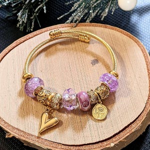 Romantic Heart Euro Cuff Wrap Bracelet, Gold - - LadybugfeetDesigns -