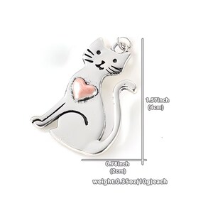 Happy Cat Necklace, 20 inches - Silver - - LadybugfeetDesigns -