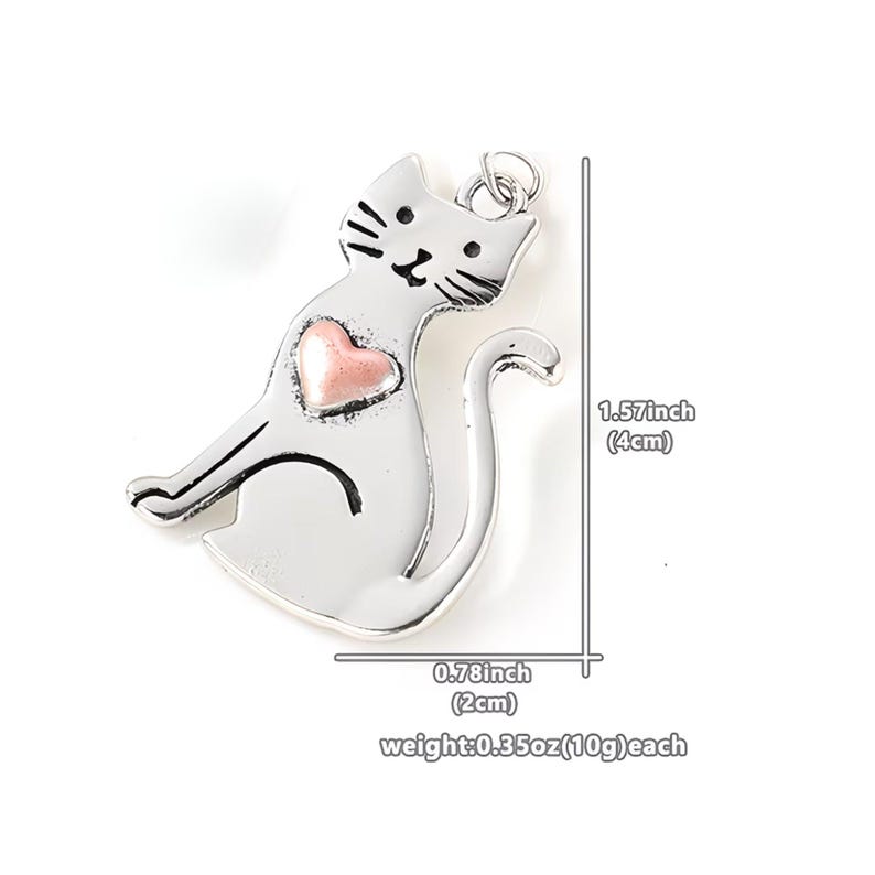 Happy Cat Necklace, 20 inches - Silver - - LadybugfeetDesigns -