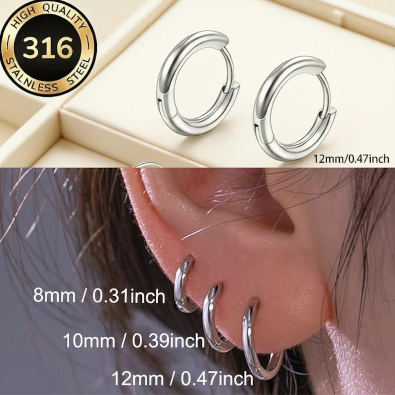 Yin Yang Huggie Hoop earrings, Silver - 12mm - - LadybugfeetDesigns -