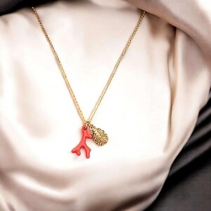 Red Coral necklace, Gold - 18- 24 inch - - LadybugfeetDesigns -