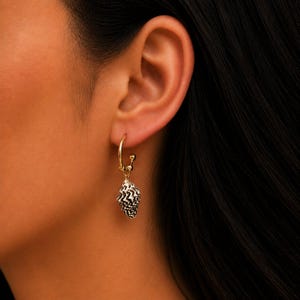 Genuine Conch Shell II Hoop Earrings, Gold - 16mm - - LadybugfeetDesigns -