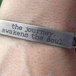 The Journey Awakens the Soul, Inspirational Quote Twisted rope bolo Bracelet - - LadybugfeetDesigns -