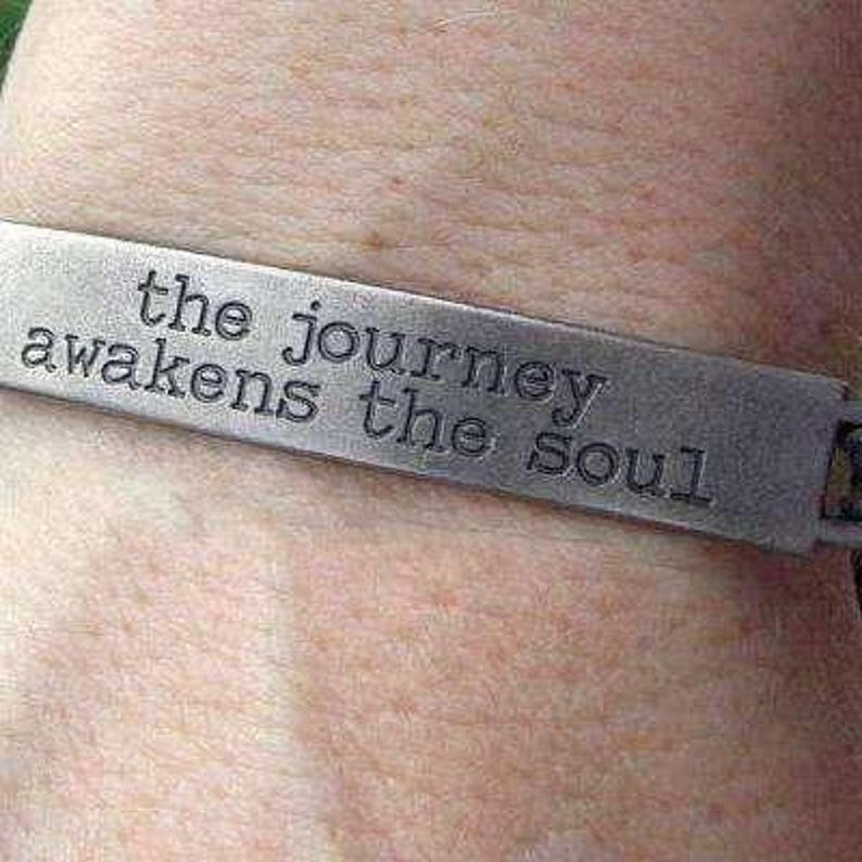 The Journey Awakens the Soul, Inspirational Quote Twisted rope bolo Bracelet - - LadybugfeetDesigns -