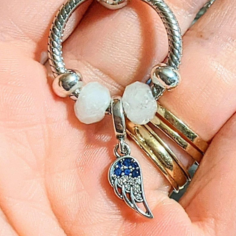 Angel Wing Sterling Silver Toggle Charm Necklace, 20 inches - - LadybugfeetDesigns -