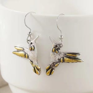 Rustic Hummingbird Hook Earrings - - LadybugfeetDesigns -