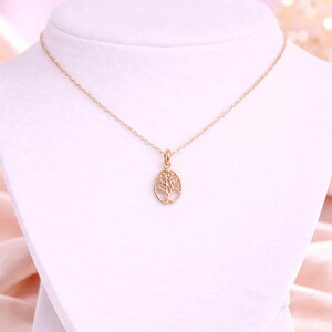 Tree of Life Rose Gold necklace earrings set,18 inch - - LadybugfeetDesigns -