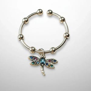 Sparkly Dragonfly Adjustable Charm Ring