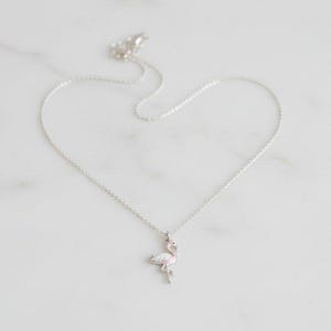 Rustic Flamingo Necklace, 20 inches - Silver - - LadybugfeetDesigns -