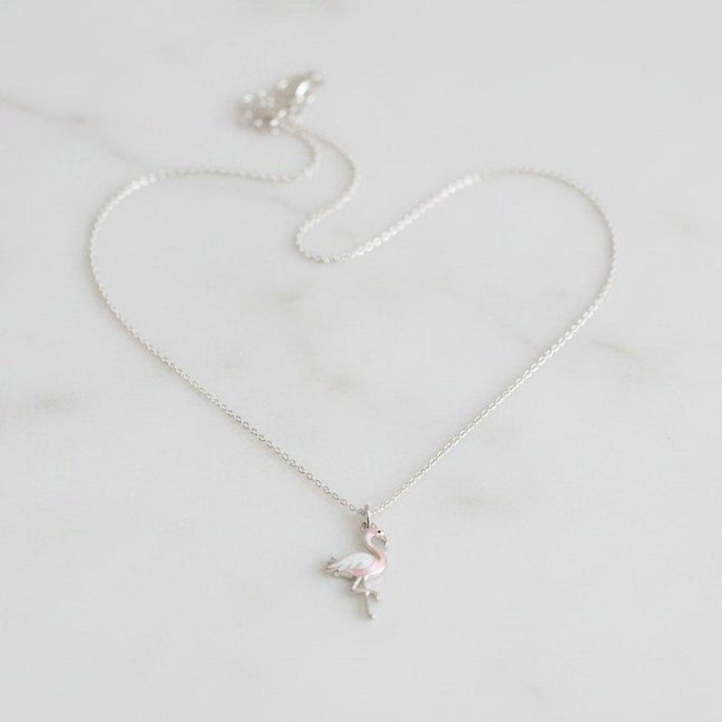 Rustic Flamingo Necklace, 20 inches - Silver - - LadybugfeetDesigns -