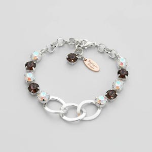 Multi Colored Faceted Crystal Chain Link Bracelet - - LadybugfeetDesigns -